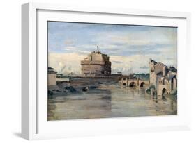 Castel Sant' Angelo and the River Tiber, Rome, C1816-1875-Jean-Baptiste-Camille Corot-Framed Giclee Print