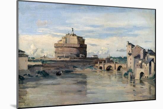 Castel Sant' Angelo and the River Tiber, Rome, C1816-1875-Jean-Baptiste-Camille Corot-Mounted Giclee Print