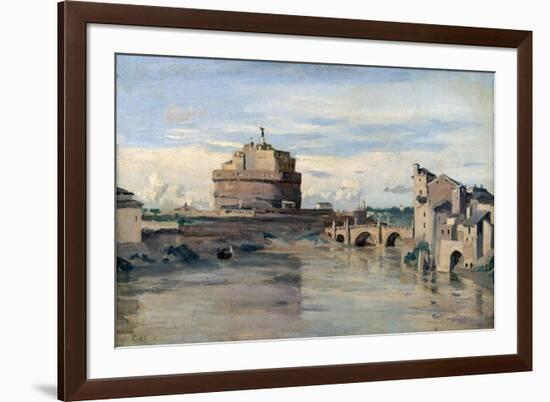 Castel Sant' Angelo and the River Tiber, Rome, C1816-1875-Jean-Baptiste-Camille Corot-Framed Giclee Print