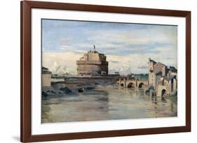 Castel Sant' Angelo and the River Tiber, Rome, C1816-1875-Jean-Baptiste-Camille Corot-Framed Giclee Print