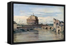 Castel Sant' Angelo and the River Tiber, Rome, C1816-1875-Jean-Baptiste-Camille Corot-Framed Stretched Canvas