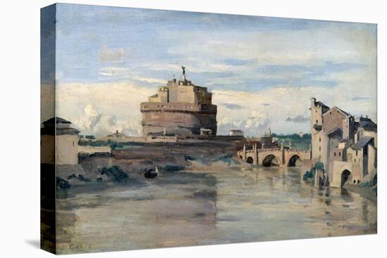 Castel Sant' Angelo and the River Tiber, Rome, C1816-1875-Jean-Baptiste-Camille Corot-Stretched Canvas