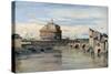 Castel Sant' Angelo and the River Tiber, Rome, C1816-1875-Jean-Baptiste-Camille Corot-Stretched Canvas