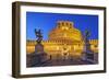 Castel Sant'Angelo, the Mausoleum of Hadrian, at Night, Flanked by Two Angel Statues-Cahir Davitt-Framed Photographic Print