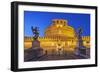 Castel Sant'Angelo, the Mausoleum of Hadrian, at Night, Flanked by Two Angel Statues-Cahir Davitt-Framed Photographic Print