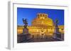 Castel Sant'Angelo, the Mausoleum of Hadrian, at Night, Flanked by Two Angel Statues-Cahir Davitt-Framed Photographic Print