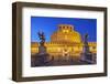 Castel Sant'Angelo, the Mausoleum of Hadrian, at Night, Flanked by Two Angel Statues-Cahir Davitt-Framed Photographic Print