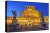 Castel Sant'Angelo, the Mausoleum of Hadrian, at Night, Flanked by Two Angel Statues-Cahir Davitt-Stretched Canvas