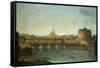 Castel Santangelo and Ponte Santangelo, Rome, with St. Peters and Vatican-Antonio Joli-Framed Stretched Canvas