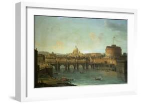 Castel Santangelo and Ponte Santangelo, Rome, with St. Peters and Vatican-Antonio Joli-Framed Giclee Print