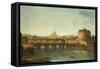 Castel Santangelo and the Ponte Santangelo, Rome, with St. Peters and the Vatican-Antonio Joli-Framed Stretched Canvas