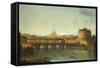 Castel Santangelo and the Ponte Santangelo, Rome, with St. Peters and the Vatican-Antonio Joli-Framed Stretched Canvas