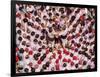 Castell human tower in front of the City Hall during the Festa Major Festival-Karol Kozlowski-Framed Photographic Print