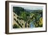 Castella, California - Aerial View of the Sacramento River and Mount Shasta from the Town, c.1936-Lantern Press-Framed Art Print