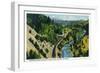 Castella, California - Aerial View of the Sacramento River and Mount Shasta from the Town, c.1936-Lantern Press-Framed Art Print