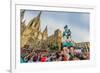 Castellers or Human Tower Exhibiting in Front of the Cathedral, Barcelona, Catalonia, Spain-Stefano Politi Markovina-Framed Photographic Print