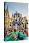 Castellers or Human Tower Exhibiting in Front of the Cathedral, Barcelona, Catalonia, Spain-Stefano Politi Markovina-Stretched Canvas