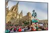 Castellers or Human Tower Exhibiting in Front of the Cathedral, Barcelona, Catalonia, Spain-Stefano Politi Markovina-Mounted Photographic Print