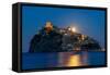 Castello Aragonese at dusk, Island of Ischia, Campania, Italy, Europe-Neil Farrin-Framed Stretched Canvas