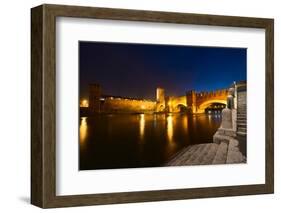 Castelvecchio by Night (1357) - Verona Italy-Alberto SevenOnSeven-Framed Photographic Print