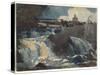 Casting in the Falls, 1889 (W/C on Paper)-Winslow Homer-Stretched Canvas