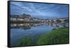 Castle and bridge at blue hour, Amboise, Indre-et-Loire, Loire Valley, Centre, France, Europe-Francesco Vaninetti-Framed Stretched Canvas