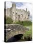 Castle and Footbridge, Laugharne, Carmarthenshire, South Wales, Wales, United Kingdom, Europe-Julian Pottage-Stretched Canvas