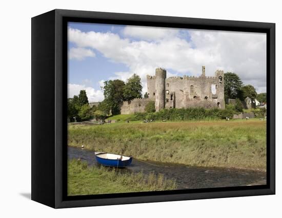 Castle and Foreshore, Laugharne, Carmarthenshire, South Wales, Wales, United Kingdom, Europe-Julian Pottage-Framed Stretched Canvas