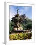 Castle and Princes Street Garden Fountain, Edinburgh, Lothian, Scotland, United Kingdom-Neale Clarke-Framed Photographic Print