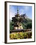 Castle and Princes Street Garden Fountain, Edinburgh, Lothian, Scotland, United Kingdom-Neale Clarke-Framed Photographic Print