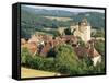 Castle and Village, Curemonte, Correze, Limousin, France, Europe-Ruth Tomlinson-Framed Stretched Canvas