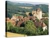 Castle and Village, Curemonte, Correze, Limousin, France, Europe-Ruth Tomlinson-Stretched Canvas