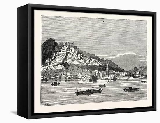 Castle and Village of Durnstein from the Danube-null-Framed Stretched Canvas