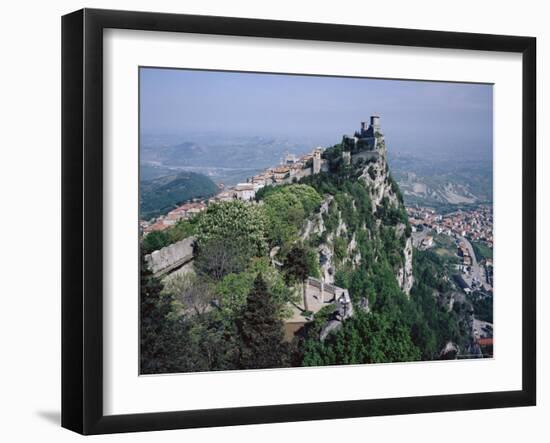 Castle Atop Mountain Peak, San Marino Republic-Gavin Hellier-Framed Photographic Print