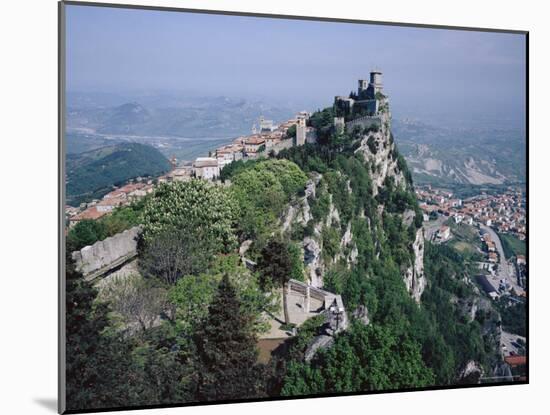 Castle Atop Mountain Peak, San Marino Republic-Gavin Hellier-Mounted Photographic Print