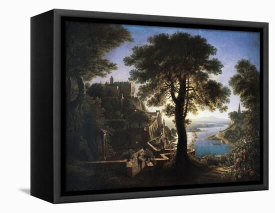Castle by River, 1820-Karl Friedrich Schinkel-Framed Stretched Canvas