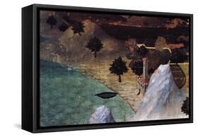 Castle by the Lake-Ambrogio Lorenzetti-Framed Stretched Canvas