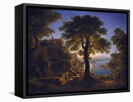 Castle by the River, 1820-Karl Friedrich Schinkel-Framed Stretched Canvas