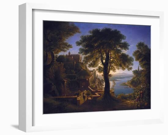 Castle by the River, 1820-Karl Friedrich Schinkel-Framed Premium Giclee Print