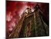 Castle (From Below, Red Sky) Art Poster Print-null-Mounted Poster