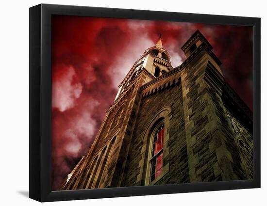 Castle (From Below, Red Sky) Art Poster Print-null-Framed Poster