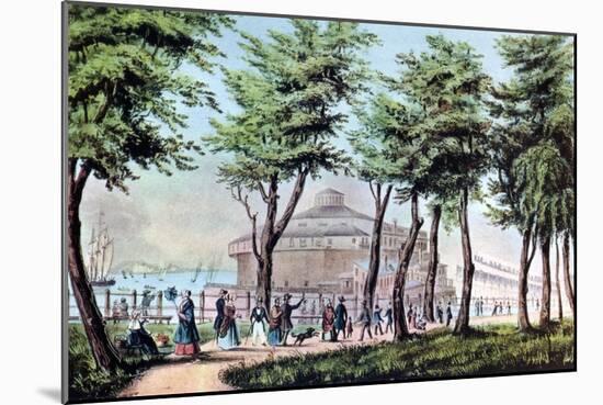 Castle Garden from the Battery, New York, 1848-Currier & Ives-Mounted Giclee Print