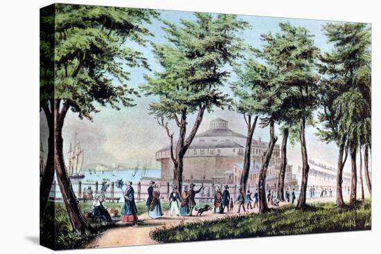 Castle Garden from the Battery, New York, 1848-Currier & Ives-Stretched Canvas