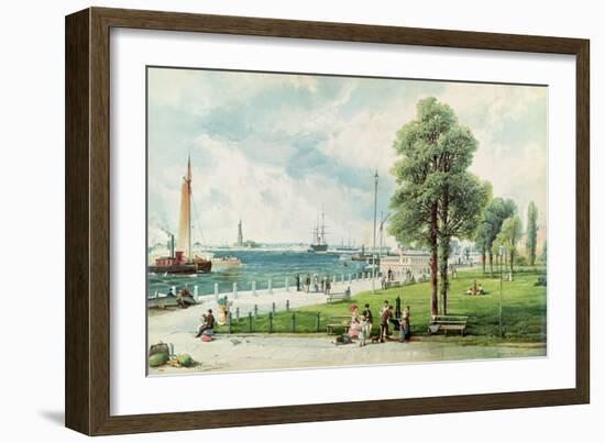 Castle Garden (View of Battery Park from South Ferry to Castle Garden) C.1886 (Embossed Litho)-Andrew Melrose-Framed Giclee Print