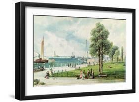 Castle Garden (View of Battery Park from South Ferry to Castle Garden) C.1886 (Embossed Litho)-Andrew Melrose-Framed Giclee Print