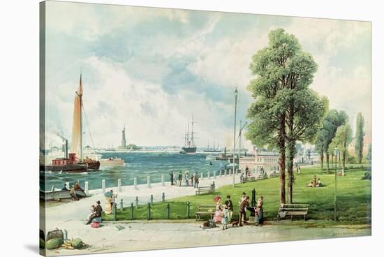 Castle Garden (View of Battery Park from South Ferry to Castle Garden) C.1886 (Embossed Litho)-Andrew Melrose-Stretched Canvas