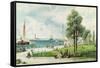 Castle Garden (View of Battery Park from South Ferry to Castle Garden) C.1886 (Embossed Litho)-Andrew Melrose-Framed Stretched Canvas