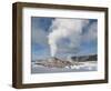 Castle Geyser Erupting in Winter Landscape, Yellowstone National Park, UNESCO World Heritage Site, -Kimberly Walker-Framed Photographic Print