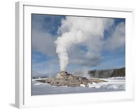 Castle Geyser Erupting in Winter Landscape, Yellowstone National Park, UNESCO World Heritage Site, -Kimberly Walker-Framed Photographic Print