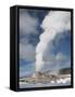 Castle Geyser Erupting in Winter Landscape, Yellowstone National Park, UNESCO World Heritage Site, -Kimberly Walker-Framed Stretched Canvas